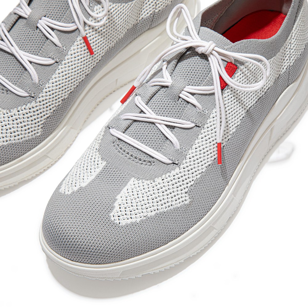 Fitflop Mens Sneakers - Frey Knit - Grey/White - 597-JNDBSH